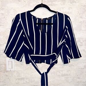 Striped Navy Blue Women's Crop Top